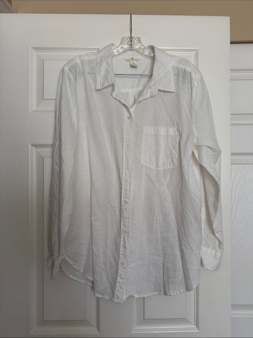 H&M White Linen Blend Shirt L